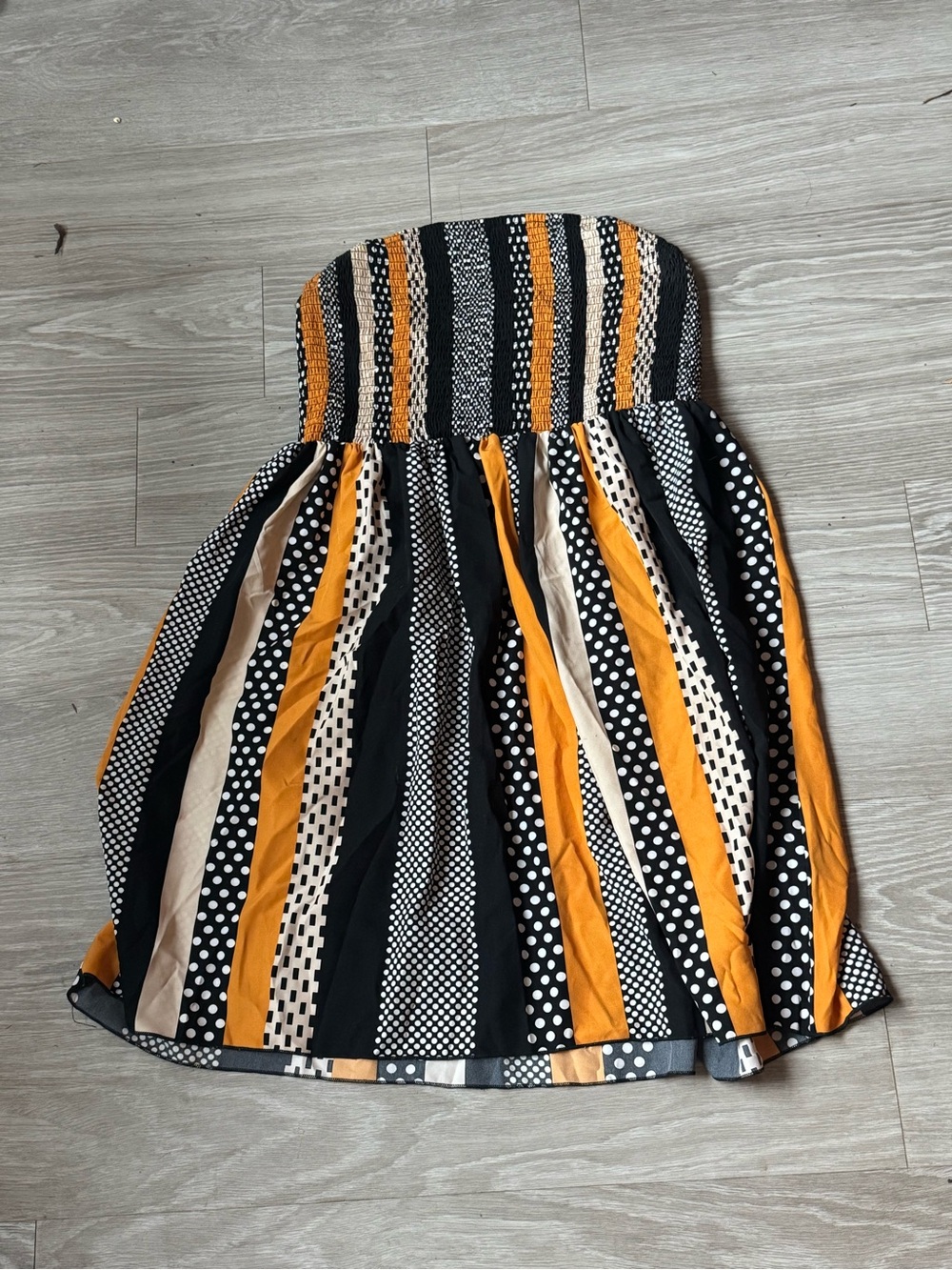 Striped Black and Mustard Strapless Skirt